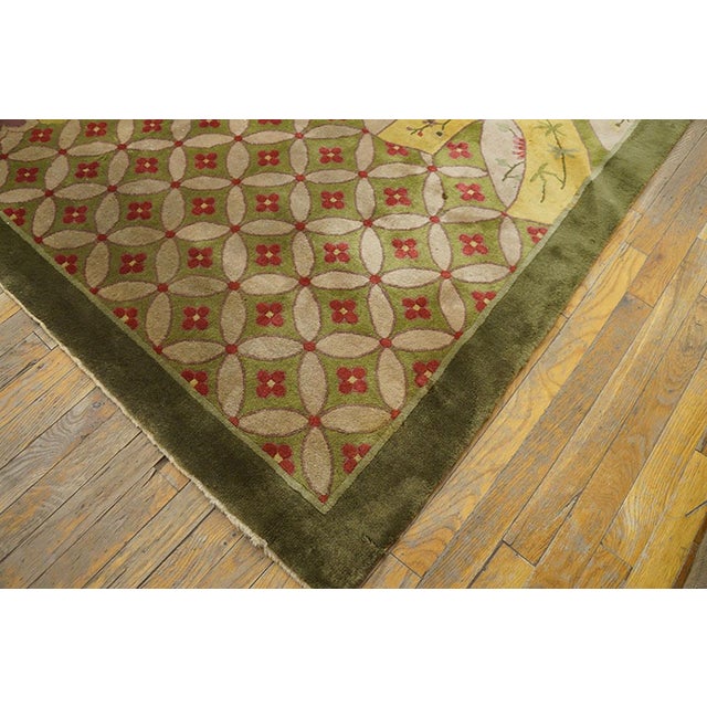 1920s Green Floral Antique Chinese Art Deco Rug 11'10" X 17'2"by Nichols Atelier Handknotted Wool Carpet For Sale In New York - Image 6 of 8