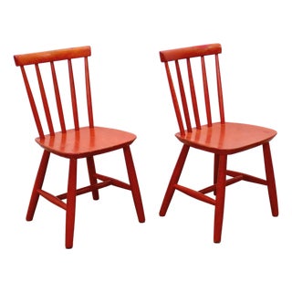 1950s Pair of Child’s Chairs in the Style of FDB Møbler Model J46 Designed by Poul Volther For Sale