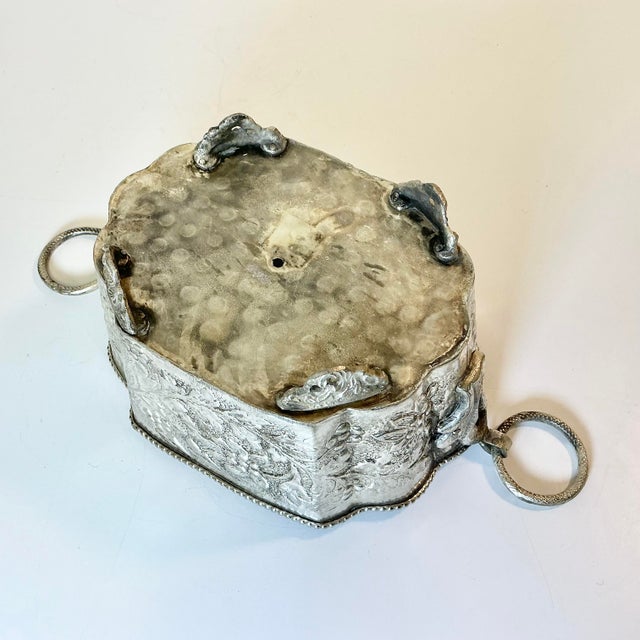 Late 19th C Antique Hollywood Regency Boho Chic Hand Wrought Hammered Silverplate Planter. For Sale - Image 15 of 15