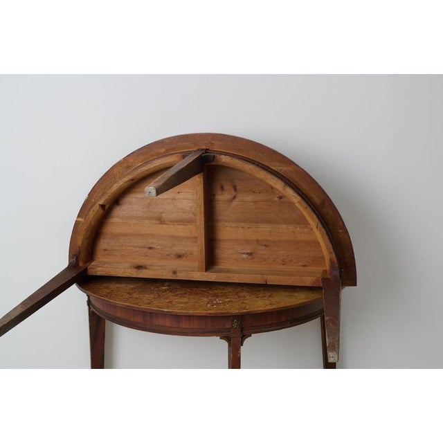 Antique Swedish Demi Lune Tables with Faux Mahogany Paint, Set of 2 For Sale - Image 6 of 7