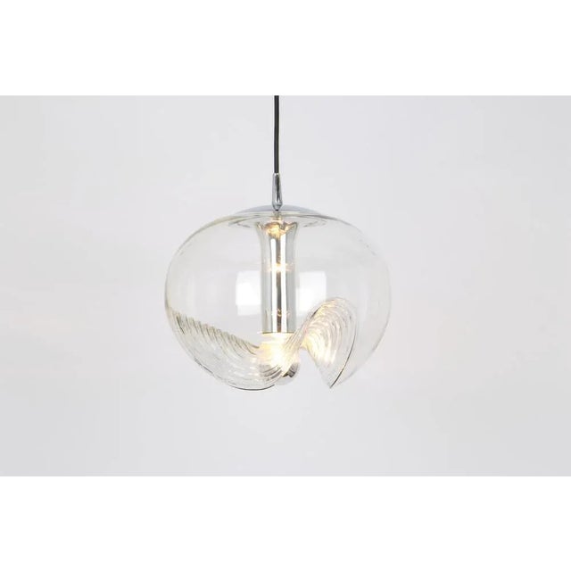 Large Clear Glass Pendant Light by Koch & Lowy for Peill & Putzler, Germany, 1970s For Sale - Image 11 of 13