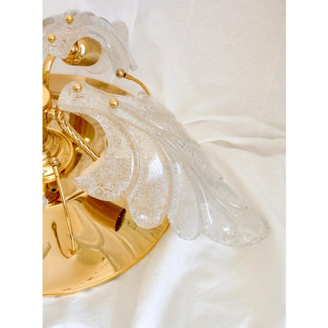 Mid-Century Modern Vintage Murano Glass Leaf Flush Mount in Brass by Carl Fagerlund, 1970s For Sale - Image 3 of 11