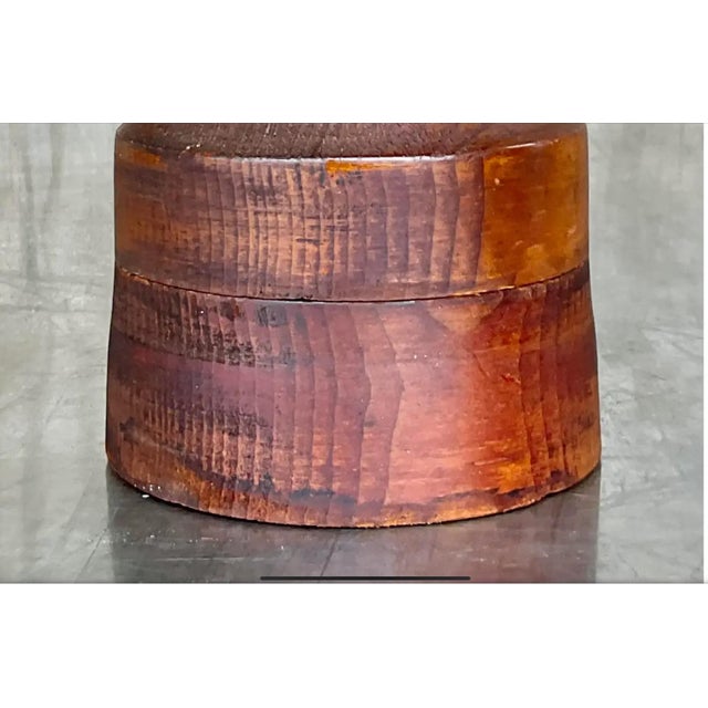 Vintage Boho Round Lidded Wood Box For Sale - Image 10 of 12