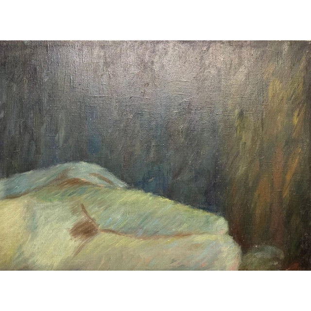 Unknown, Reclining Nude Woman, 1950s, Oil on Canvas For Sale - Image 10 of 13