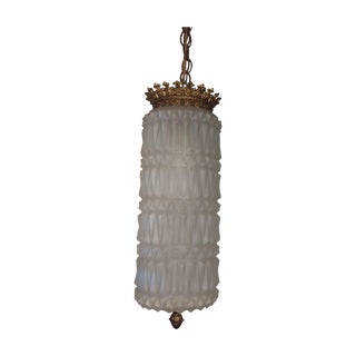 Mid-Century Glass & Brass Pendant Lamps - a Pair For Sale