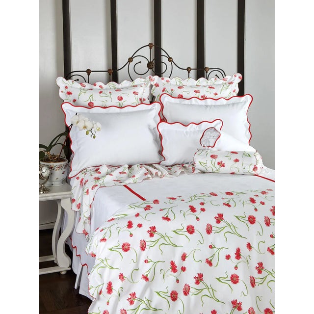 Blossoming Duvet Cover in Red in King For Sale