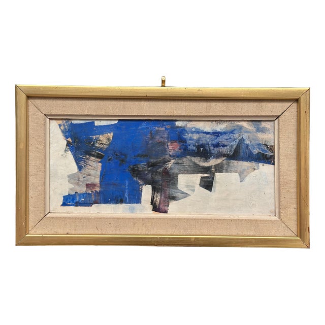 Gunnar Nordström, Blue Composition, 1950s, Oil Painting on Panel, Framed For Sale