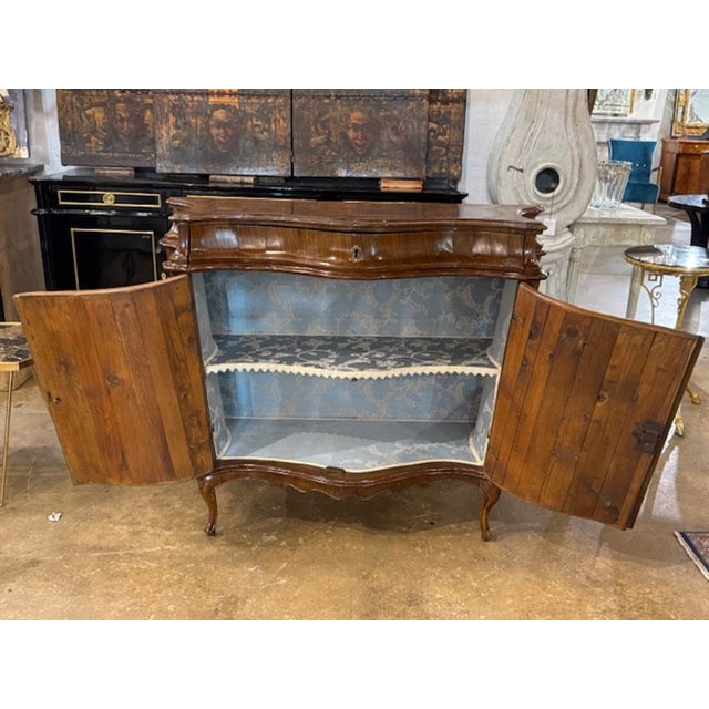 19th Century 19th Century Italian Black Walnut Shaped Front Cabinet For Sale - Image 5 of 6