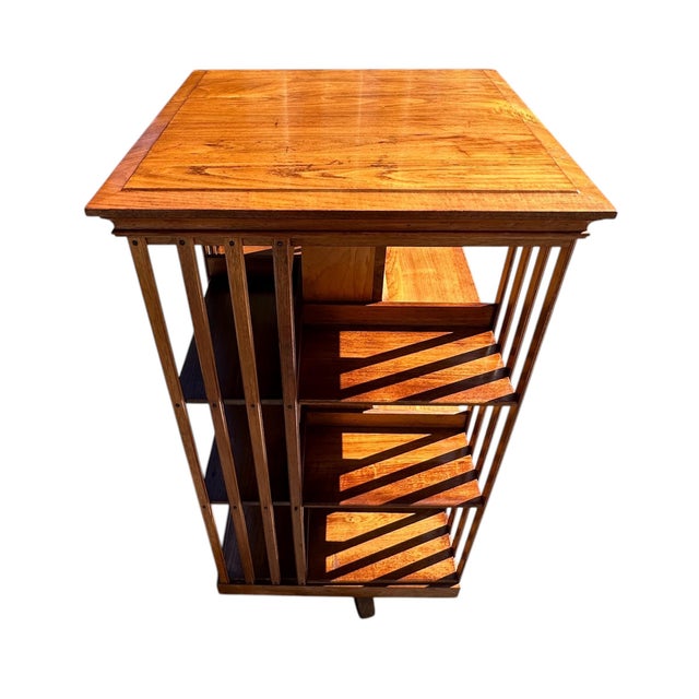 Antique Arts & Crafts Walnut Three Tier Revolving Bookcase Excellent Condition For Sale In Boston - Image 6 of 12