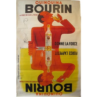 1936 Original French Advertising Poster - Quinquina Bourin - Aux Grands Vins Blancs De Touraine For Sale