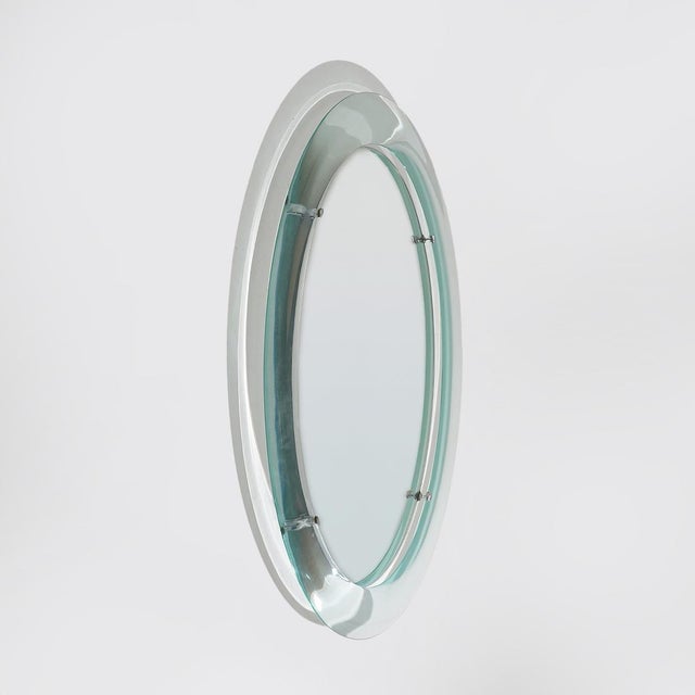 Wall Mirror with Curved Glass Frame by Metalvetro, 1970s For Sale - Image 12 of 12