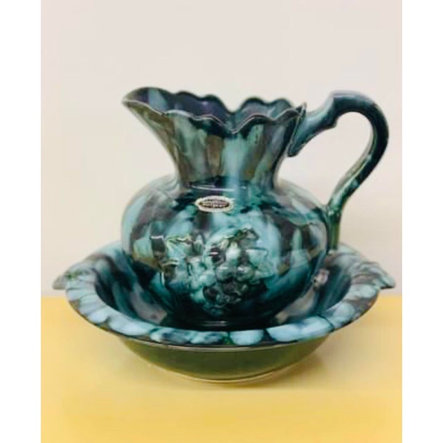 Late 20th Century Arkansas Pottery Pitcher and Basin - 2 Pieces For Sale - Image 11 of 11