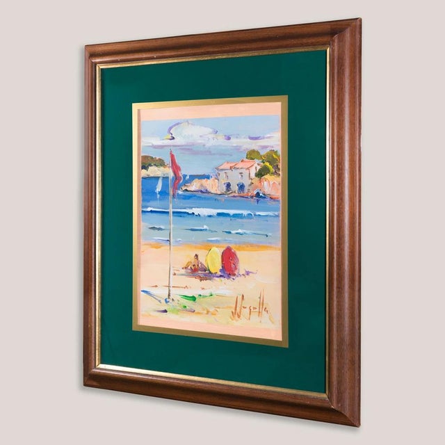 Joan Sarquella Oliveras, Costa Brava Beach Scenes, 1970s, Oil on Board Paintings, Set of 2 For Sale - Image 11 of 14