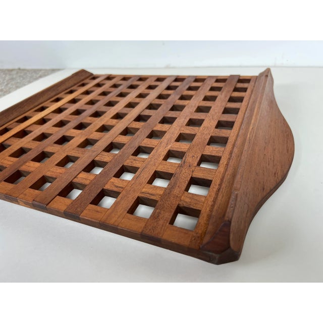 Wood Teak Lattice Serving Tray by Jens Quistgaard for Dansk For Sale - Image 7 of 9