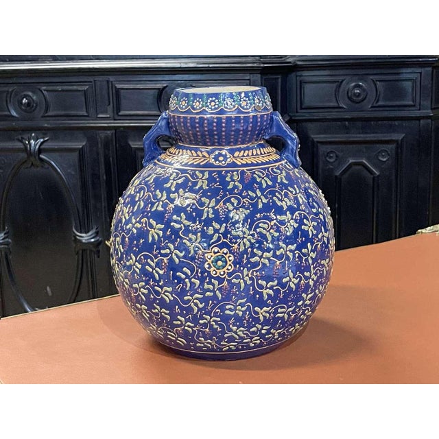 Blue Large Vintage Vase in Earthenware, 1930s For Sale - Image 8 of 10