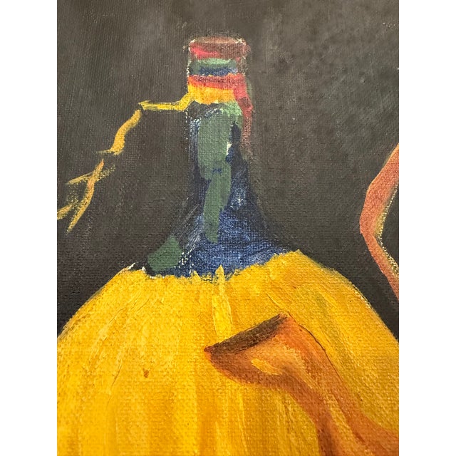An original vintage still life painting on board, measuring 14 by 18 inches. The artwork features a kitchen table...