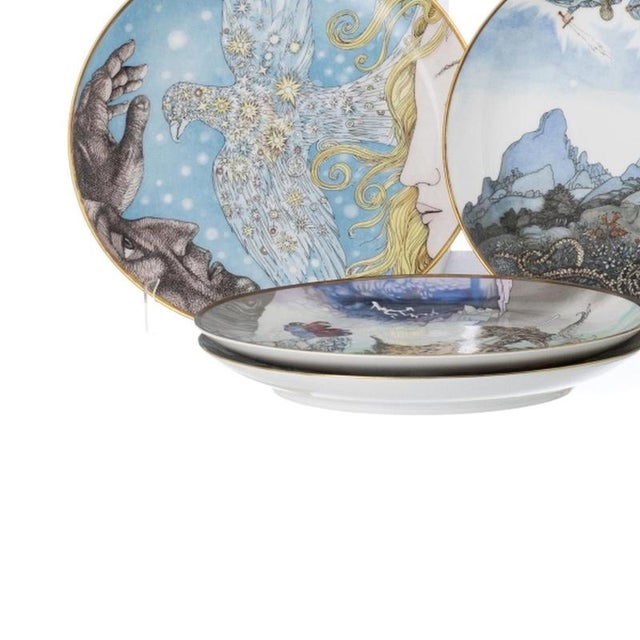 Contemporary Divine Comedy Plates in Porcelain by Lima De Freitas, 1980s, Set of 8 For Sale - Image 3 of 6