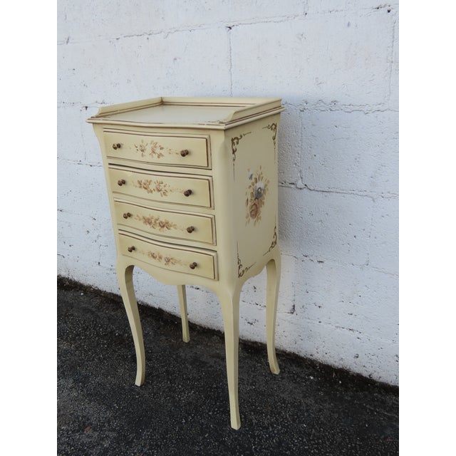 French Shabby Chic Painted Tall Narrow Nightstand Side End Table 6327 For Sale - Image 12 of 15