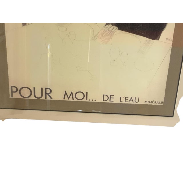Vintage Framed Art Deco Print - "Pour Moi... De L'Eau Minérale" by Paul Iribe (Bar Nicolas) Made in 1980s-2000s. Framed...