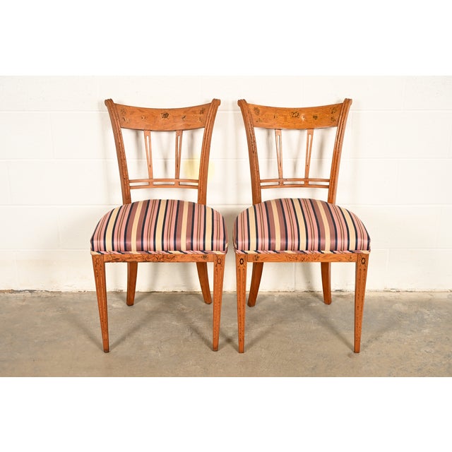 A gorgeous pair of antique Italian Regency or Neoclassical side chairs or dining chairs Italy, Early 20th Century...