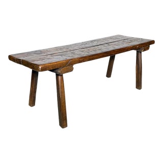 Late 20th Century Large Antique Primitive Bench For Sale