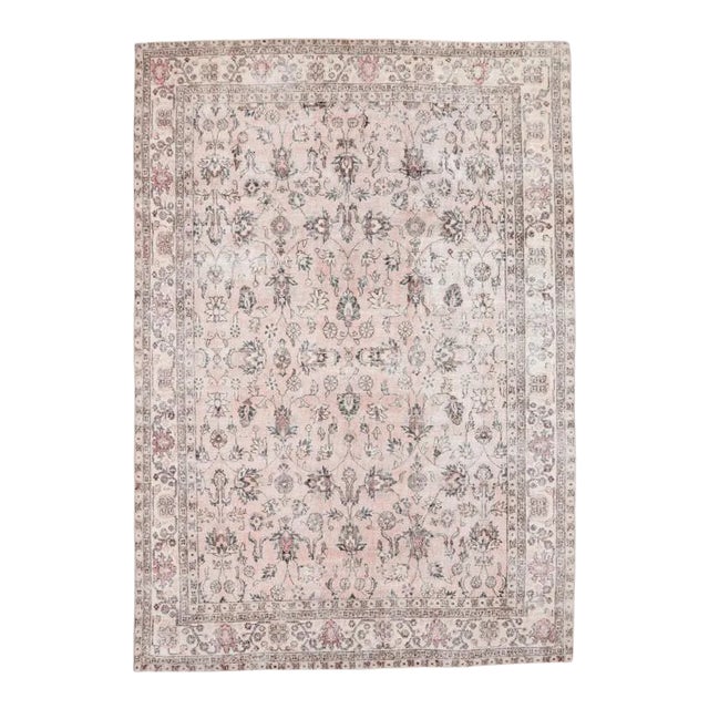 Mid 20th Century Large Vintage Floral Turkish Oushak Rug For Sale