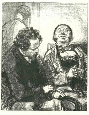 Paul Gavarni, The Conversation, Original Lithograph, 1881