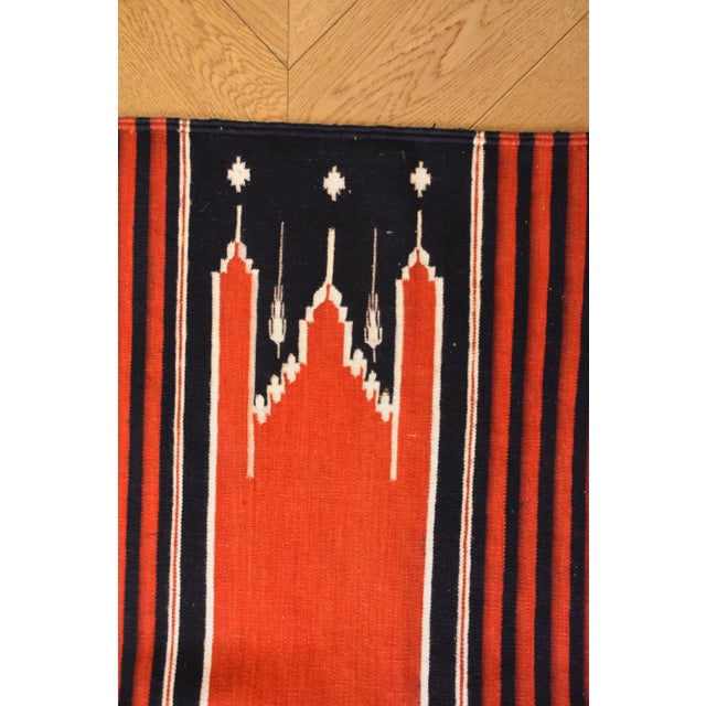 Indian Red, White, and Blue Mehrab Rug, 1970s For Sale - Image 4 of 16
