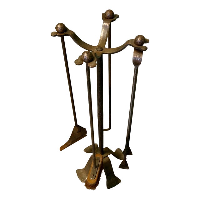 Large French Iron Fire Tool Companions, Set of 4 For Sale