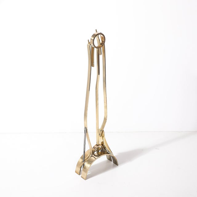Mid-Century Modernist Sculptural Polished Brass Fire Tool Set by Donald Deskey For Sale - Image 13 of 16