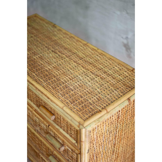 Small Bamboo and Rattan Chest of Drawers, 1980s For Sale - Image 4 of 9