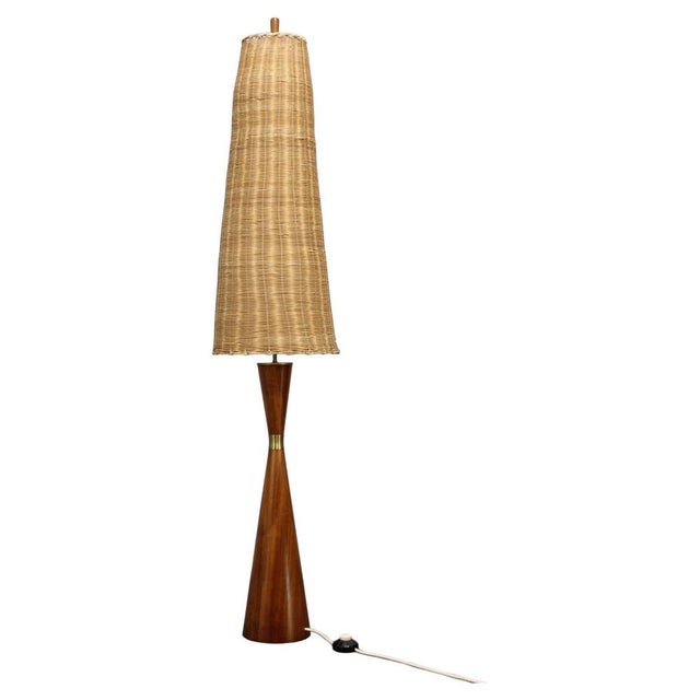 Wooden Table Lamp with Wicker Shade from Parker Knoll, Britain, 1960s For Sale - Image 13 of 13