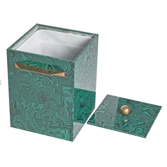 Mid-Century Modern 1970s Faux Malachite Ice Bucket For Sale - Image 3 of 4