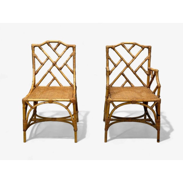 Dal Vera, Italian Modern, Bamboo, Cane, Six Dining Chairs, Italy, 1950s For Sale - Image 9 of 15