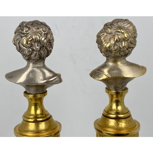 Pair of Parcel-Gilt Crying Babies on Fluted Columns After Jean-Antoine Houdon For Sale In West Palm - Image 6 of 9