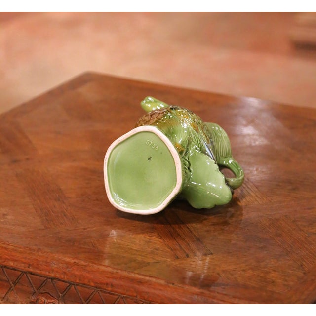 Mid-20th Century French Painted Barbotine Ceramic Duck Pitcher For Sale - Image 11 of 12