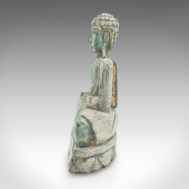 1930s Vintage Carved Deity, Oriental, Bronzed Pine, Buddha Figure, Art Deco, c.1930 For Sale - Image 5 of 9