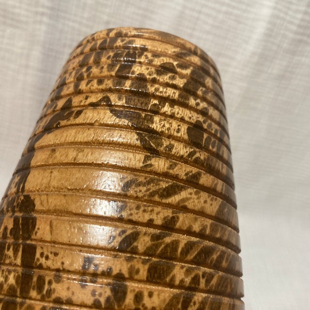 Wood Mid-Century Hand-Turned Spalted Maple Signed Studio Art Vase For Sale - Image 7 of 12