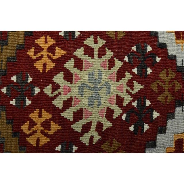 Textile Vintage Turkish Oushak Handmade Wool Cotton Red Area Rug For Sale - Image 7 of 11