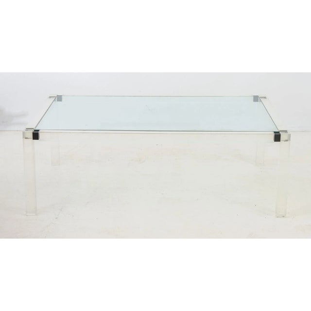 Charles Hollis Jones Mid-Century Modern Glass & Lucite Coffee Table For Sale - Image 4 of 5
