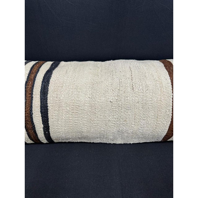 Contemporary Turkish Hemp Pillow Cushion Natural Beige Brown Cushion Cover 14x40 For Sale - Image 3 of 4