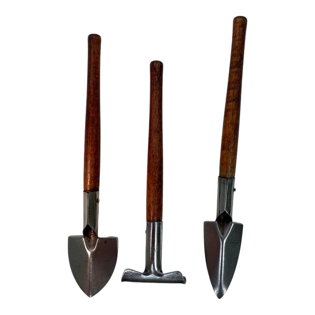 Vintage Set of 3 Wooden Handled Window Box Tools From England. For Sale