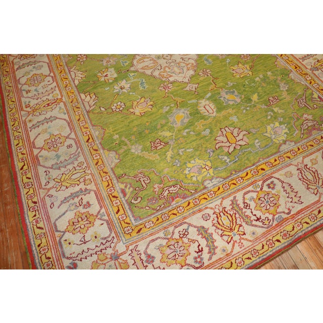 Antique Zabihi Collection Apple Green Turkish Oushak Rug - 8'8" x 10'7" For Sale In New York - Image 6 of 12