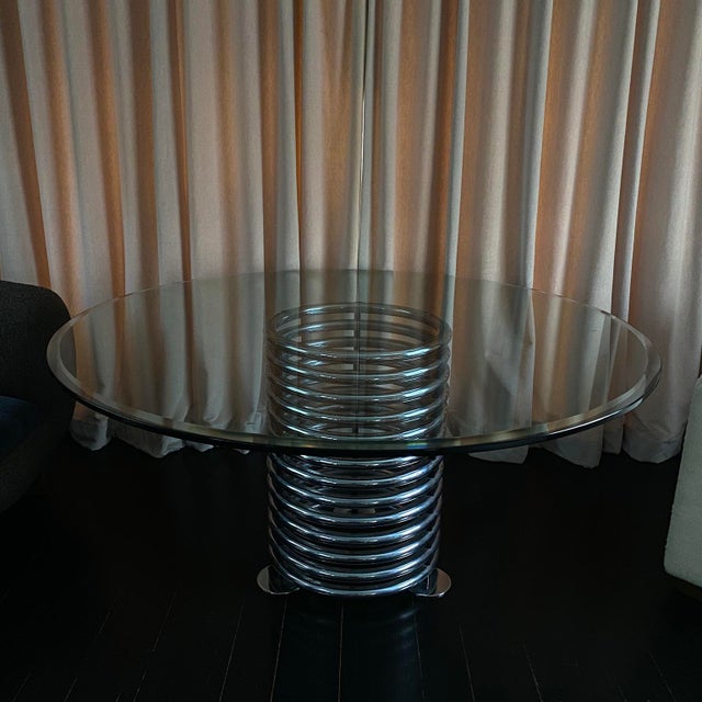 Italian 1970s Italian Modernist Round Chrome Dining Table For Sale - Image 3 of 13