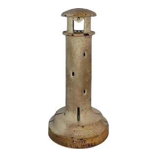 20Thc Original Painted Lighthouse Iron Bank -Hubley For Sale