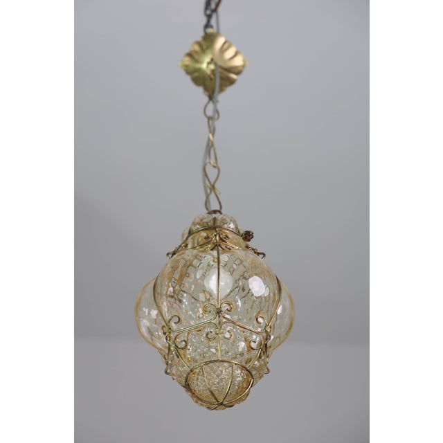 1950s Wonderful Amber Vintage Venetian Lantern, Seguso Murano Glass For Sale - Image 9 of 14