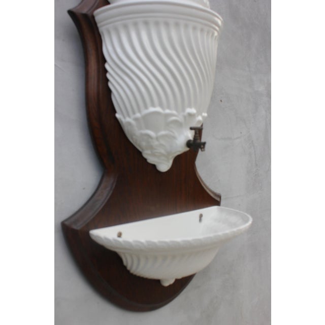 Italian White Faience Wall Fountain, 1950s For Sale - Image 4 of 11