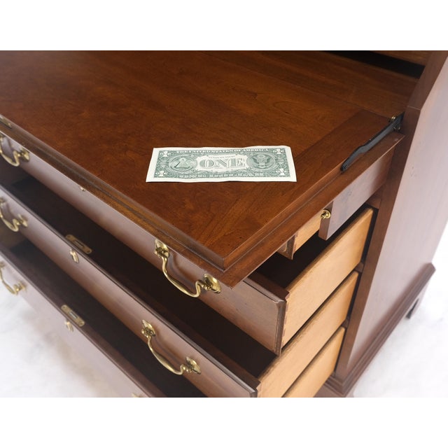 Solid Cherry Multi Compartment Drop Front Secretary Desk w/ Drawer File Cabinet For Sale - Image 6 of 14