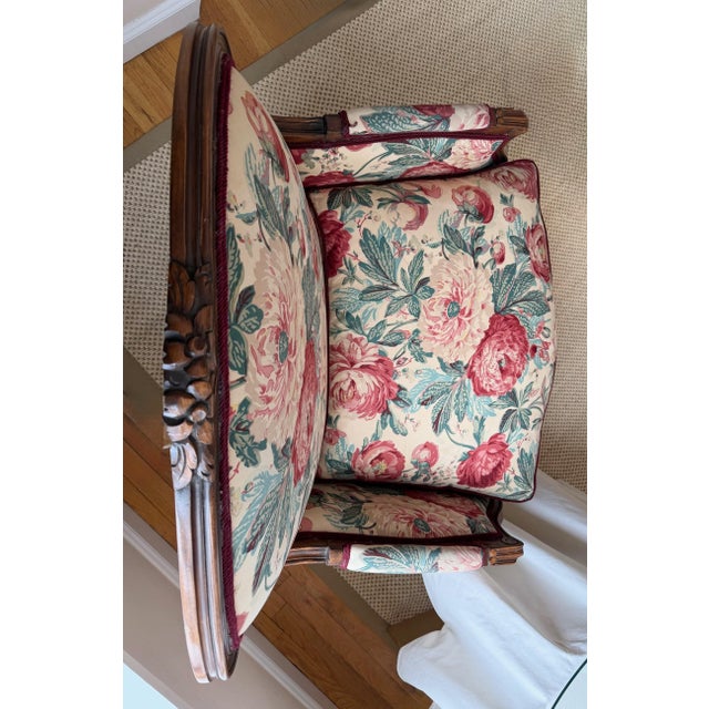 Custom Marquise Bergere Chair Upholstered in Heritage Floral Brunschwig & Fils For Sale - Image 12 of 18