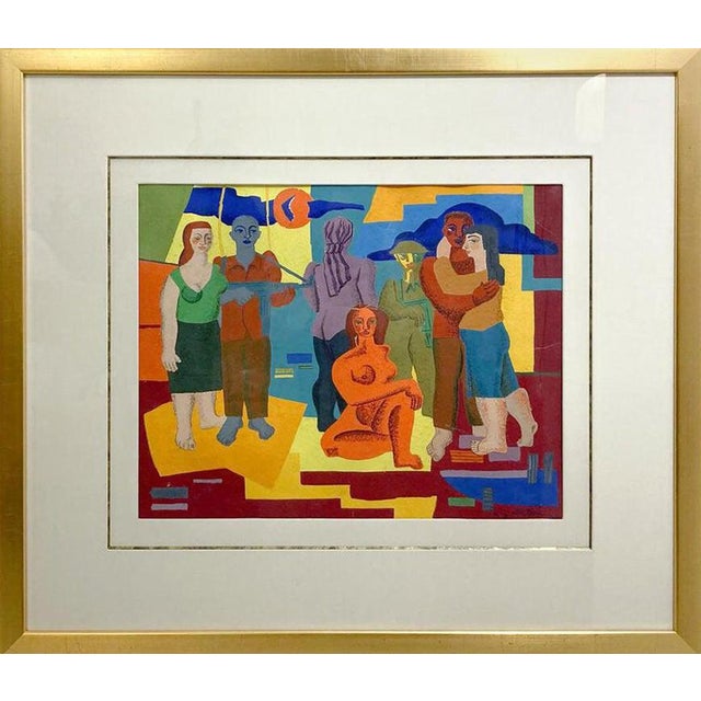 Leclère, Mid-Century Modern, 1960s, Watercolor For Sale - Image 7 of 7